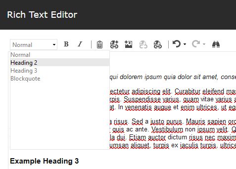 Formatting dropdown in Rich Text Editor