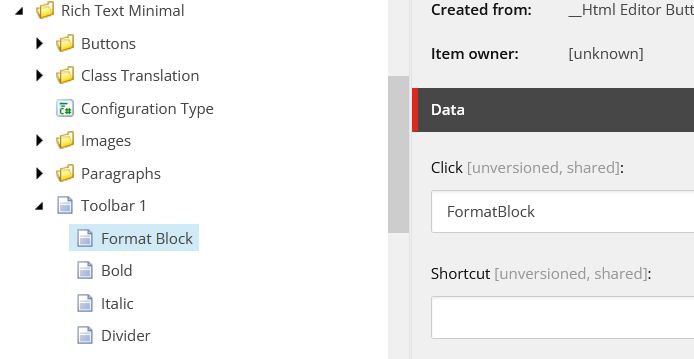 Format Block button