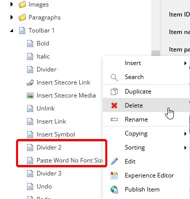 Toolbar tree in Sitecore